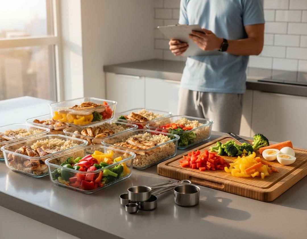 Abstract balanced plate illustration with soft blue geometric shapes